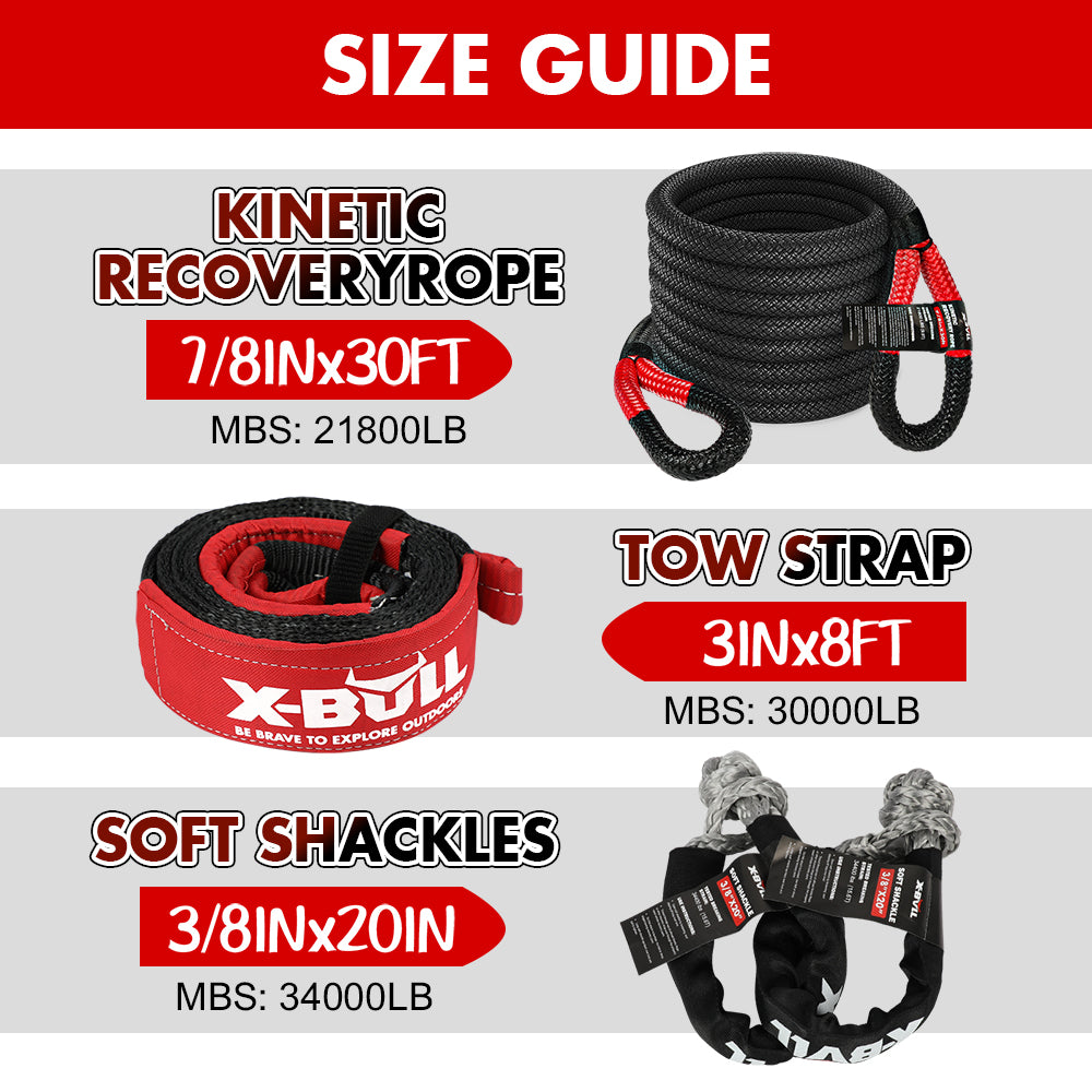 X-BULL Recovery Kit Kinetic Recovery Rope Snatch Strap / 2PCS Recovery Tracks 4WD Gen2.0